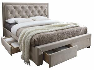 Manželská postel s roštem 160x200 cm látka šedohnědá TK3004