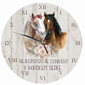 Bohemia Gifts Dřevěné hodiny - Pro milovníky koní, 24 cm