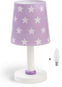 Dalber 81211L STARS - Dětská stolní lampička s hvězdami + Dárek LED žárovka (Stolní fialová lampička pro děti )