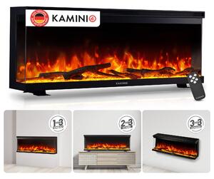 KAMINIO Elektrický krb LEA - Elektrický krb 3 v 1 s panoramatickým výhledem, topením, 3D efektem plamene, 12 barev plamene, dálkové ovládání - 42 palců