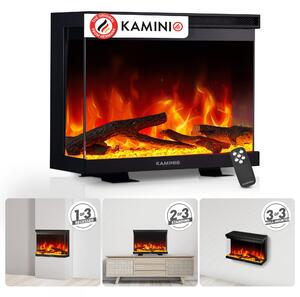 KAMINIO Elektrický krb LEA – Elektrický krb 3 v 1 s panoramatickým výhledem, topením, 3D efektem plamenů, 12 barvami plamenů, dálkovým ovládáním – 30 palců