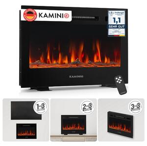 KAMINIO Elektrický krb MARLON – Elektrický krb 3 v 1 s topením, 3D efektem plamenů, 12 barvami plamenů, dálkovým ovládáním – 24 palců