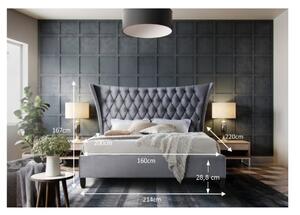 Manželská čalouněná postel s roštem 160x200 šedá wenge TK3125