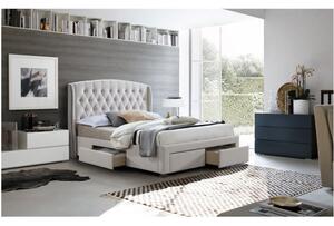 Manželská čalouněná postel s roštem a úložným prostorem 160x200 krémová TK3127