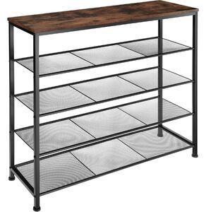 Tectake Botník Sheffield 100x30,5x93cm - Industriální dřevo tmavé, rustikální