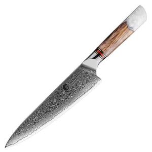Japonský šéfkuchařský nůž z damaškové oceli SaKuRo White Resin 20,3 cm