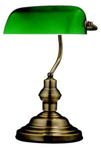 GLOBO Stolní lampička v bankovním stylu ANTIQUE, starožitná mosaz, zelená 24934
