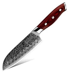 Santoku nůž z damaškové oceli SaKuRo Red Pakka 12,7 cm