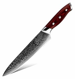 Japonský šéfkuchařský nůž z damaškové oceli SaKuRo Red Pakka 20,3 cm