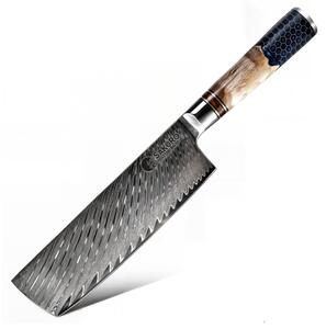Kuchyňský nůž nakiri z damaškové oceli SaKuRo Honey 17,8 cm