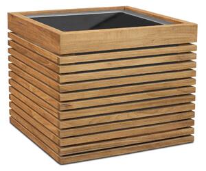 Čtvercový květináč Modulo, 40/51/60/80 x 40/51/60/80 x 43/43/43/43 cm, přírodní teak Rozměry: Délka, Šířka, Výška 51x51x43 cm
