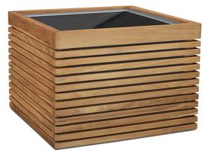Čtvercový květináč Modulo, 40/51/60/80 x 40/51/60/80 x 43/43/43/43 cm, přírodní teak Rozměry: Délka, Šířka, Výška 60x60x43 cm