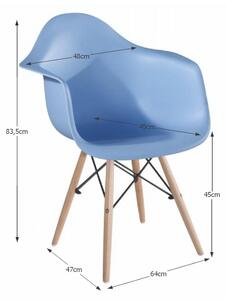 Designové trendy křeslo v kombinaci dřeva buk a plastu modré barvy TK190