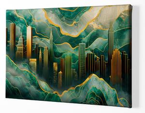 Obraz na plátně - Zlaté vlny Chicaga FeelHappy.cz Velikost obrazu: 180 x 120 cm