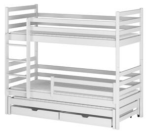 Patrová postel pro 3 děti Dara s šuplíky 180x80 cm Barva: bílá