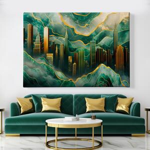 Obraz na plátně - Zlaté vlny Chicaga FeelHappy.cz Velikost obrazu: 40 x 30 cm