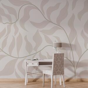 Fototapety Elegantní listy jemně propletené na krémovém podkladu, Fototapety příroda, w00629v3 : uwalls.cz