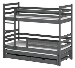 Patrová postel pro 3 děti Dara s šuplíky 180x80 cm Barva: bílá