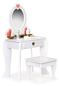 Velký dřevěný dětský toaletní stolek se zrcadlem