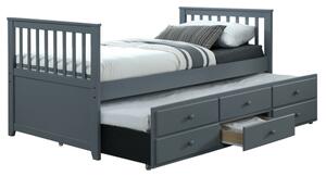 Dětská postel s přistýlkou, 90x200, šedá, AUSTIN NEW