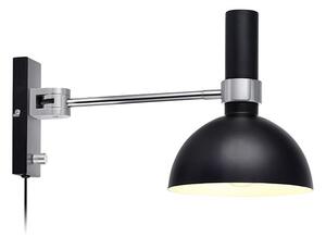 Markslojd 106853 LARRY - Stmívatelná natáčecí lampa na zeď s kabelem do zásuvky 1 x E27 /černá, chrom (Nástěnná lampa na zeď se stmívačem na svítidle)