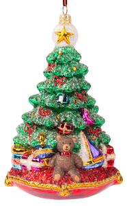 Dům Vánoc Sběratelská skleněná ozdoba na stromeček Vánoční stromek na polštáři