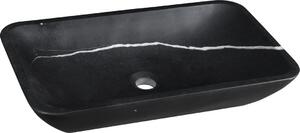 SAPHO BLOK kamenné retro umyvadlo na desku, 60x35 cm, matný černý Marquin 2401-39