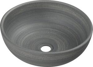 SAPHO PRIORI keramické umyvadlo na desku, Ø 41 cm, šedá se vzorem PI024