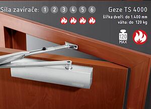 Zavírač ACT Geze TS 4000 (1-6) - STŘÍBRNÝ, Zavírač + ramínko bez aretace, AC-T Stříbrná