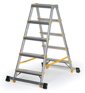 Oboustranné hliníkové schůdky ALVE EUROSTYL se stabilizátorem, 2x5 stupňů, výška 1,04 m