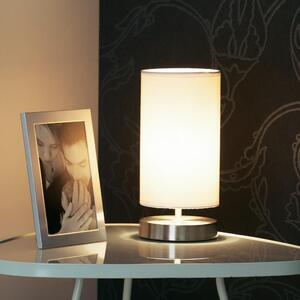 Brilliant 13247/05 CLARIE - Stolní lampička s textilním stínidlem v bílé barvě (Textilní stolní lampička v bílé barvě)