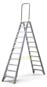 Oboustranné hliníkové schůdky ALVE FORTE s madlem, 2x11 stupňů, výška 2,34 m