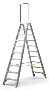 Oboustranné hliníkové schůdky ALVE FORTE s madlem, 2x10 stupňů, výška 2,12 m