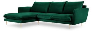 Zelená Rohová sametová pětimístná pohovka Florence levý roh 255 × 170 × 95 cm COSMOPOLITAN DESIGN