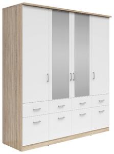 ŠATNÍ SKŘÍŇ SE ZRCADLEM, bílá, Sonoma dub, 181/199/58 cm Boxxx, Online Only