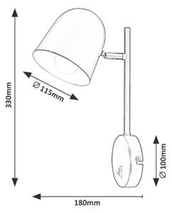 RABALUX Nástěnná čtecí lampa s vypínačem EGON, 1xE14, 40W, černá 005242