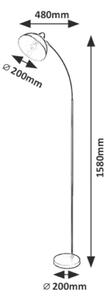 RABALUX Moderní stojací oblouková lampa DARON, 1xE27, 40W, saténový chrom 005241
