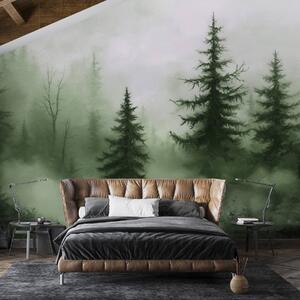 Fototapety Tmavě zelený les, olejomalba, tahy štětcem, příroda, Fototapety příroda, w02153v1 : uwalls.cz