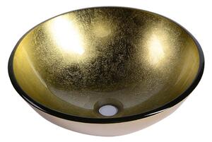 SAPHO SHAY skleněné retro umyvadlo na desku Ø 42 cm, zlatá 2501-22