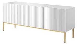 TV stolek Nicole 150 cm - bílý mat / zlaté nožky