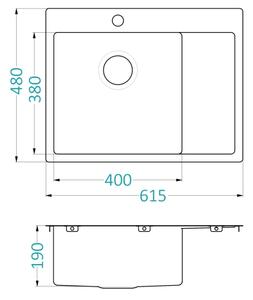 ALVEUS 1124383 - Kuchyňský dřez QUARTO 61,5x48 cm satin