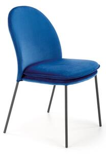 Jídelní židle HIXON — kov, sametová látka, modrá
