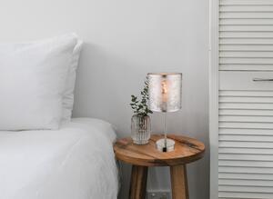 Globo 15188T AMY - Moderní stolní lampa s textilním stínidlem ve stříbrné barvě 1 x E14 (Stolní textilní lampička)