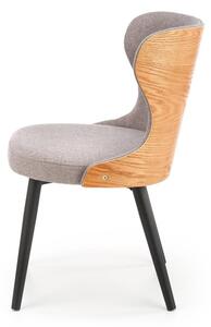 Jídelní židle MAVIS — dřevo/látka, šedá, ořech