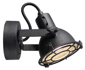 Brilliant G54310/86 JESPER - Industriální nástěnná bodovka v černé barvě, včetně LED žárovky (Retro lampa v průmyslovém stylu bez vypínače)