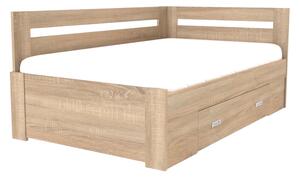 Zvýšené francouzské lůžko FABIE rohové Šířka 120 cm, Dub sametový, zapuštěné úchytky