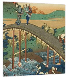 Obraz - Katsushika Hokusai, Ariwara no Narihirafrom the series One Hundred, Poems Explained by the Nurse (Hyakunin isshu uba ga etoki), reprodukce (30x30 cm)