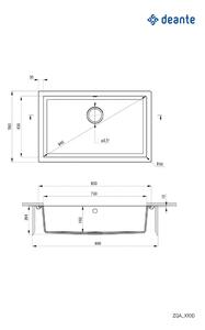 DEANTE - Corda antracit metalic - Granitový dřez pod desku - spodní montáž ZQA_T10D