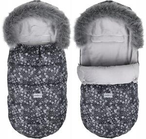 Dětský fusak do kočárku BABYMAM Maxi - Vločky/šedý