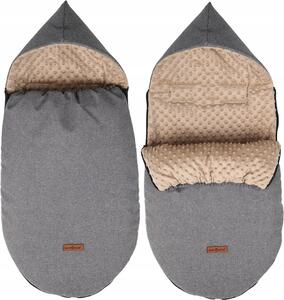 Dětský fusak s kapucí BABYMAM Soft Nature - tmavě šedý melange/béžová minky